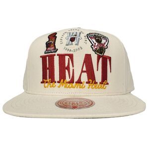 Miami Heat Mitchell‎ & Ness NBA Snapback Hat Cap Multi-Team Logos Cream NWT